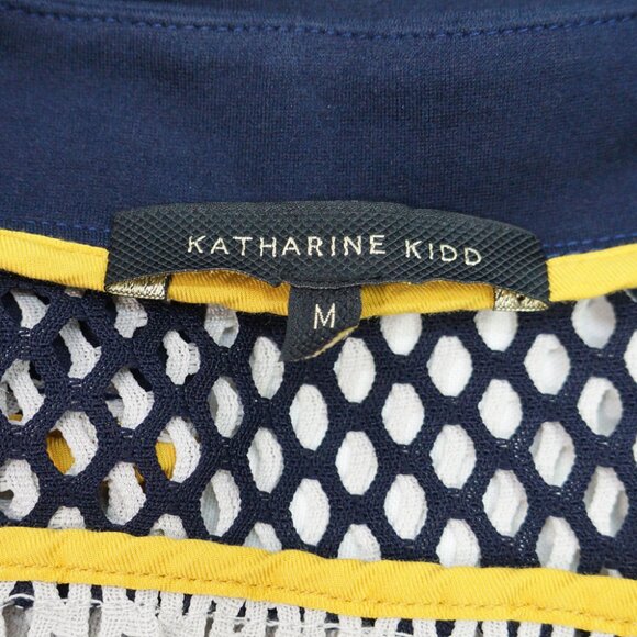 Katharine Kidd Gray Navy Fish Net Mesh Long Sleeve Athletic Athleisure Top Sz M - Picture 7 of 8